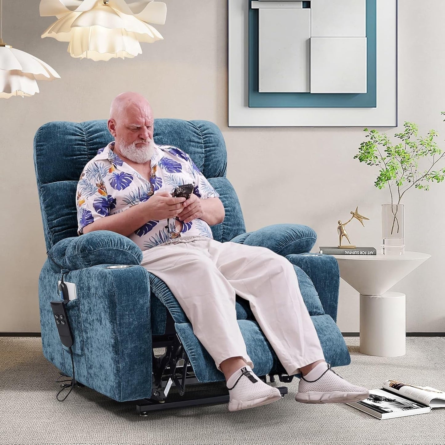 Lay Flat Sleeping Lift Recliner Chair with Heat Vabriation Massage for
