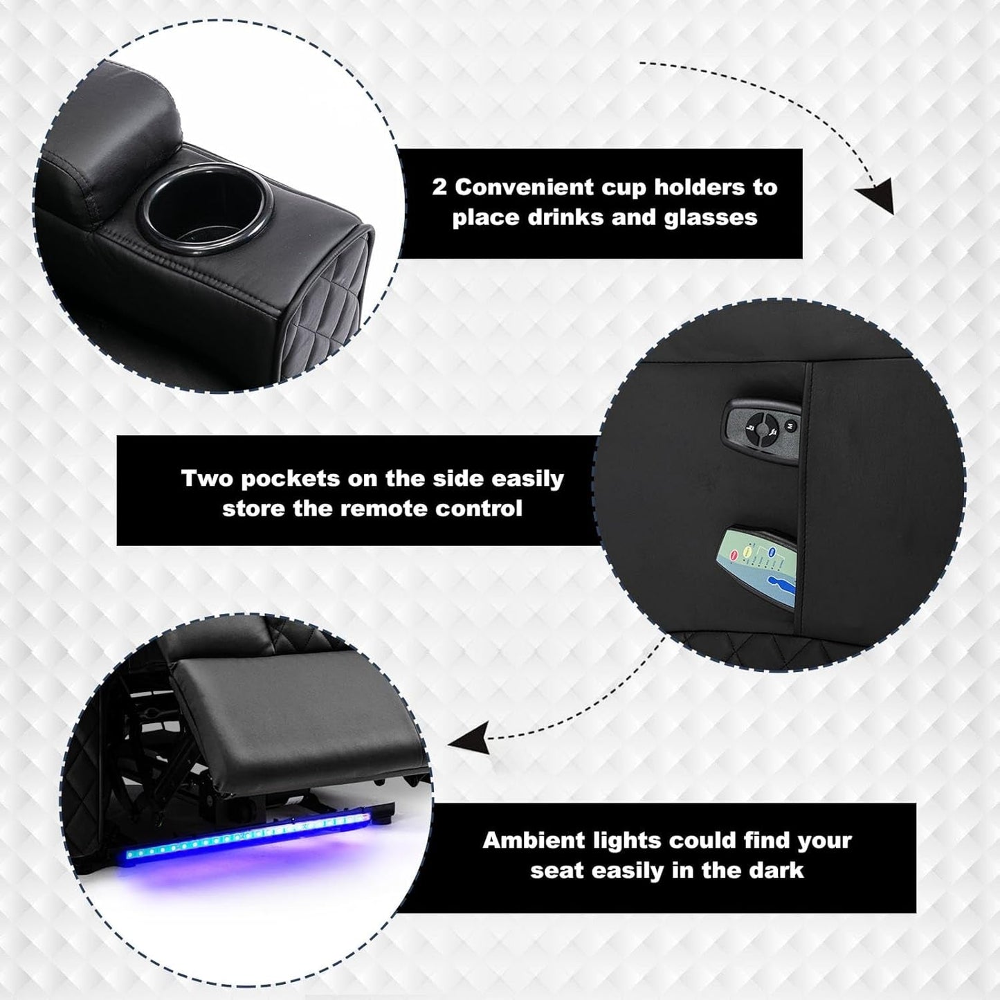 Power Recliner Chair PU Leather Electric Massage Recliner Sofa for