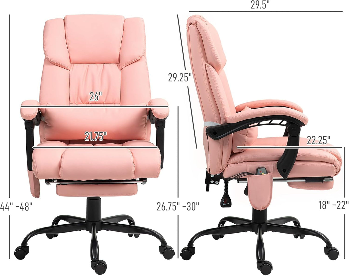 High Back Massage Office Chair with 6 Vibration Points, PU Leather