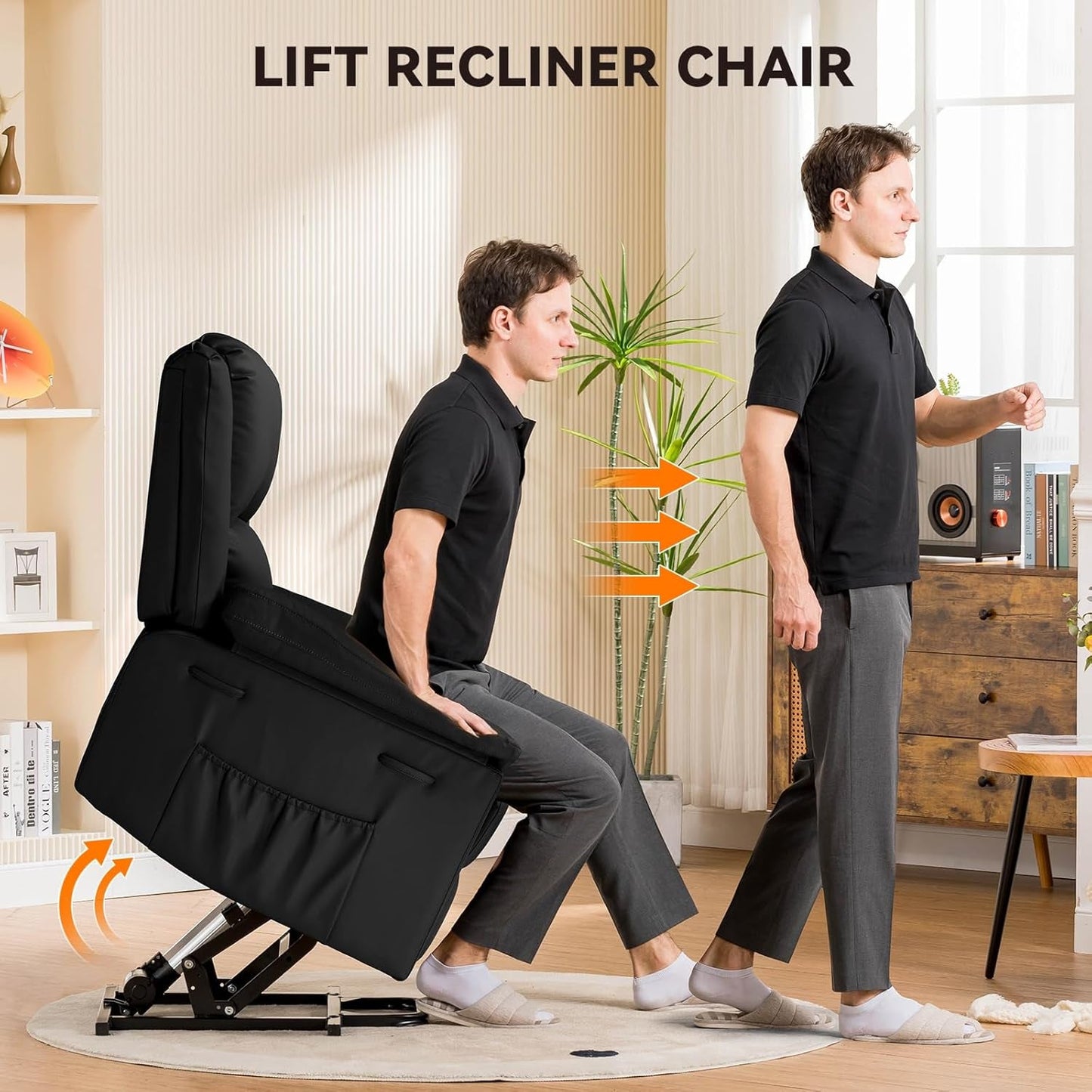 Power Lift Recliner for Elderly, Lift Chair with Heat and Massage,Pu