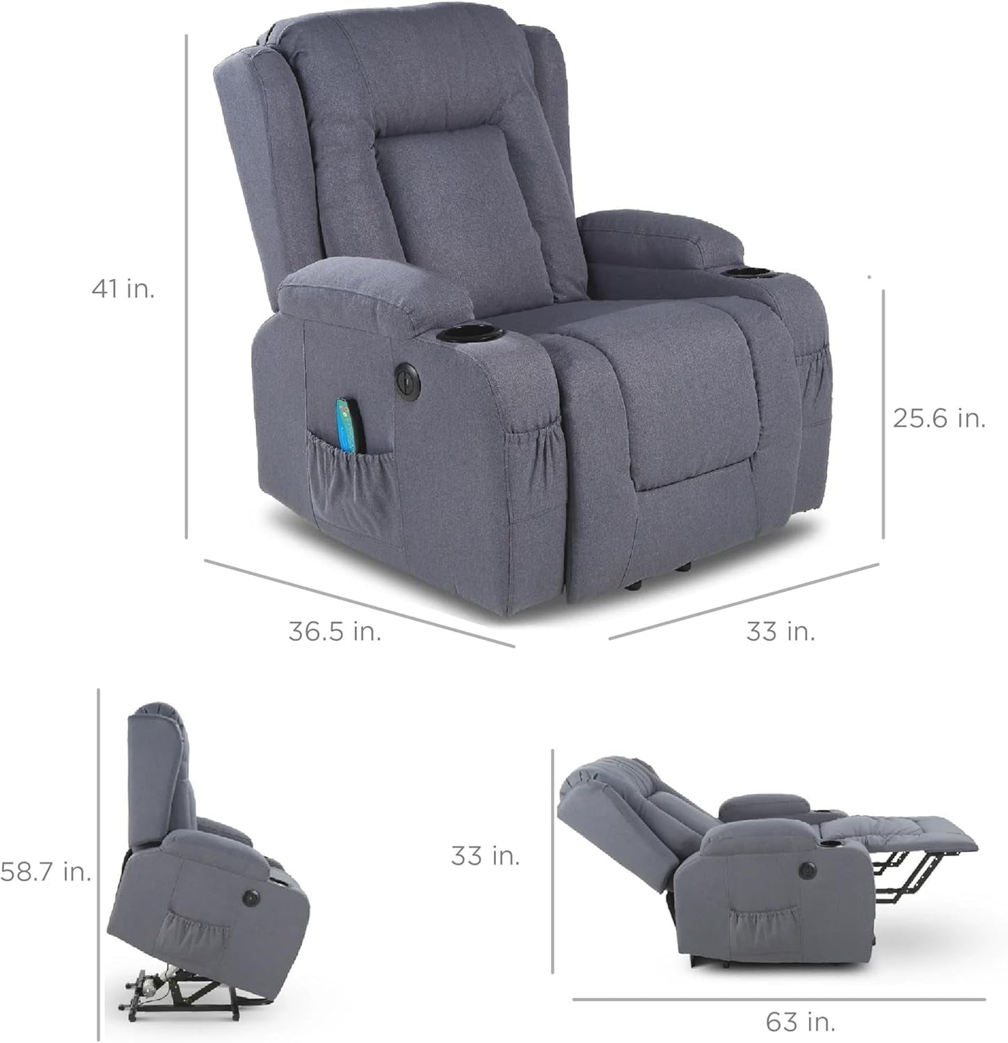 Modern Linen Electric Power Lift Chair, Recliner Massage Chair,