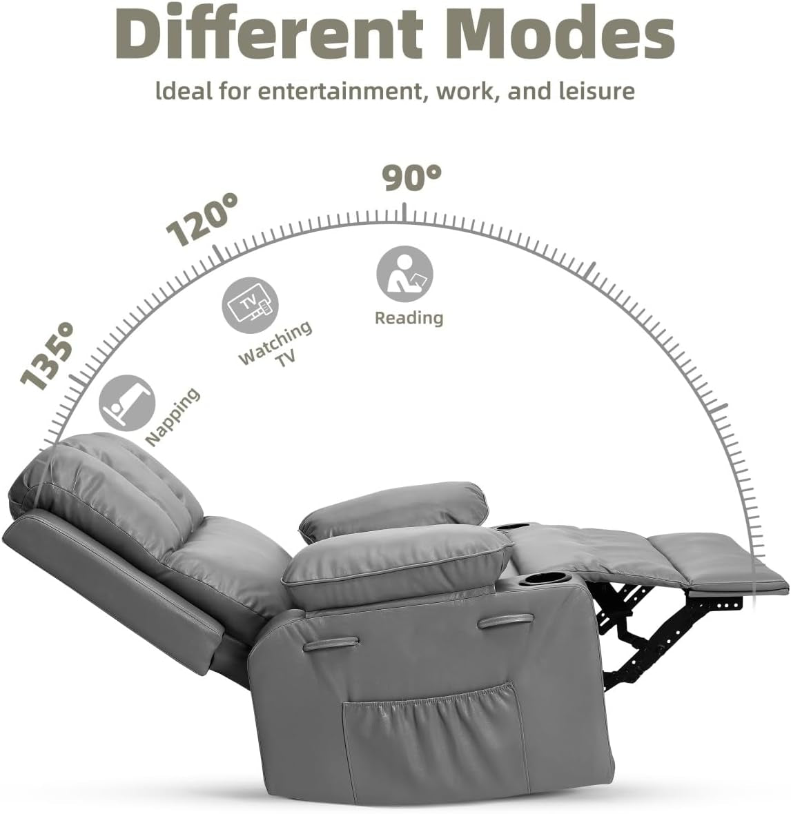 Oversized Recliner Chairs with Heat and Massage - 360° Swivel Lazy
