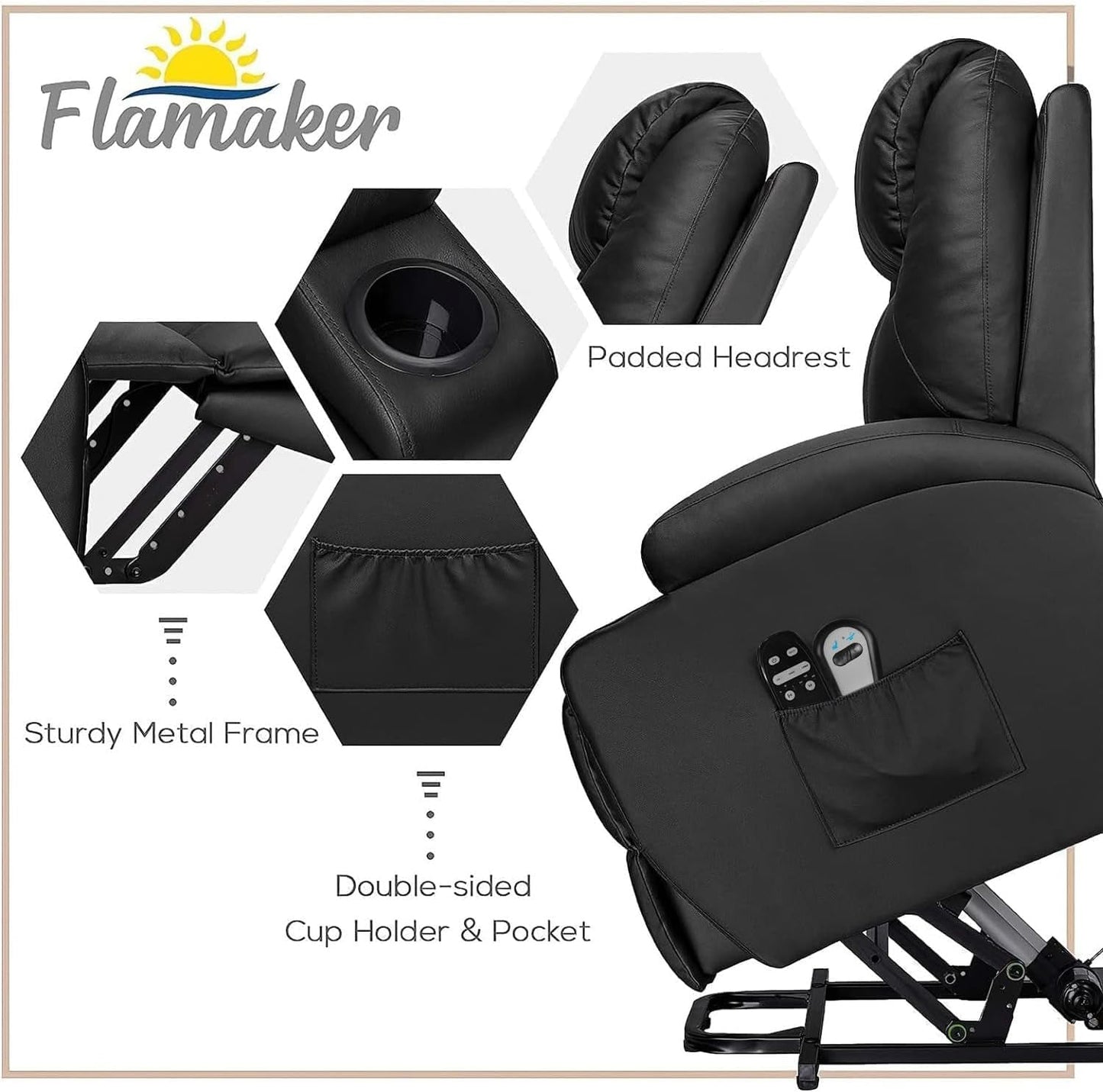 Power Lift Recliner Chair PU Leather with Massage for Elderly