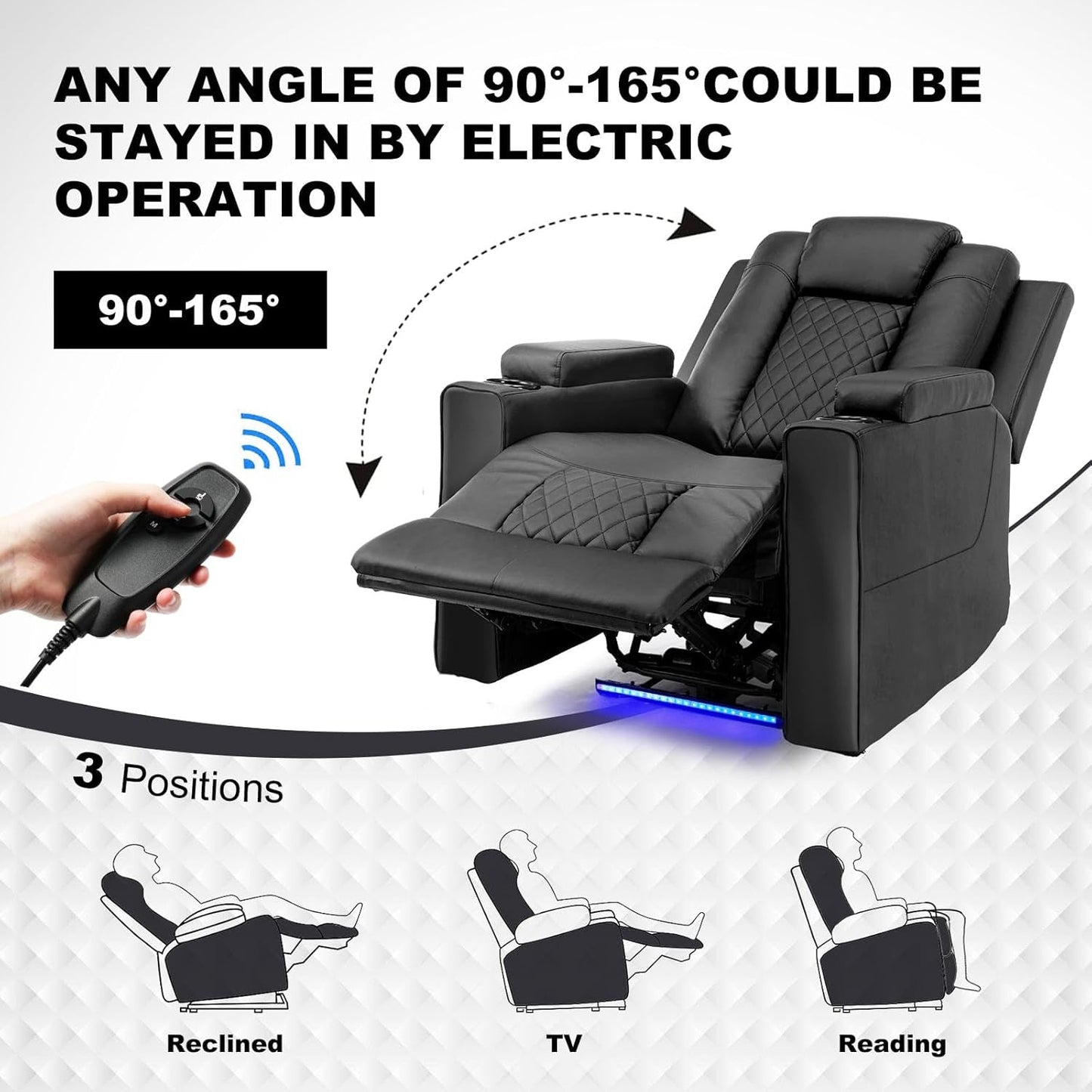Power Recliner Chair PU Leather Electric Massage Recliner Sofa for