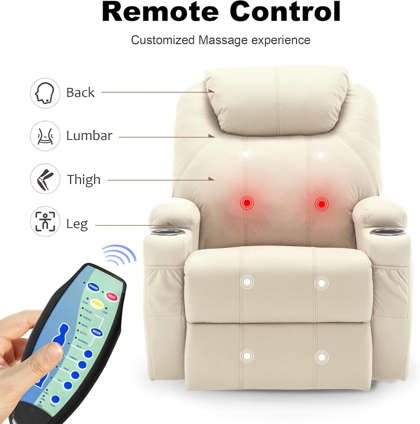 Recliner Chair, Rocking Chair with Massage and Heat, 360° Swivel