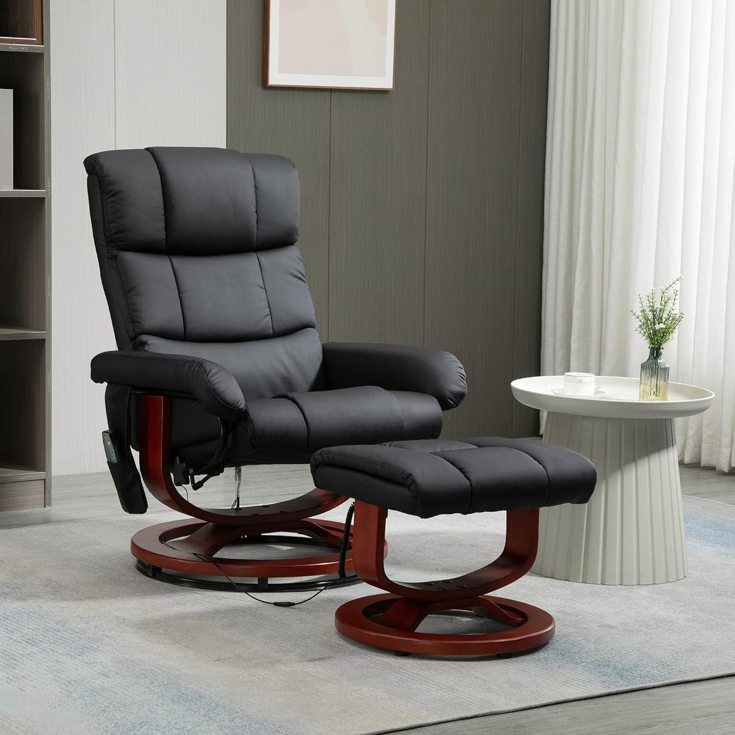 Massage Recliner Chair with Ottoman, Swivel Recliner and Footrest,