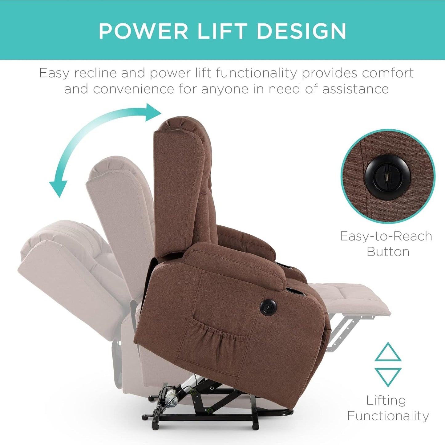 Modern Linen Electric Power Lift Chair, Recliner Massage Chair,