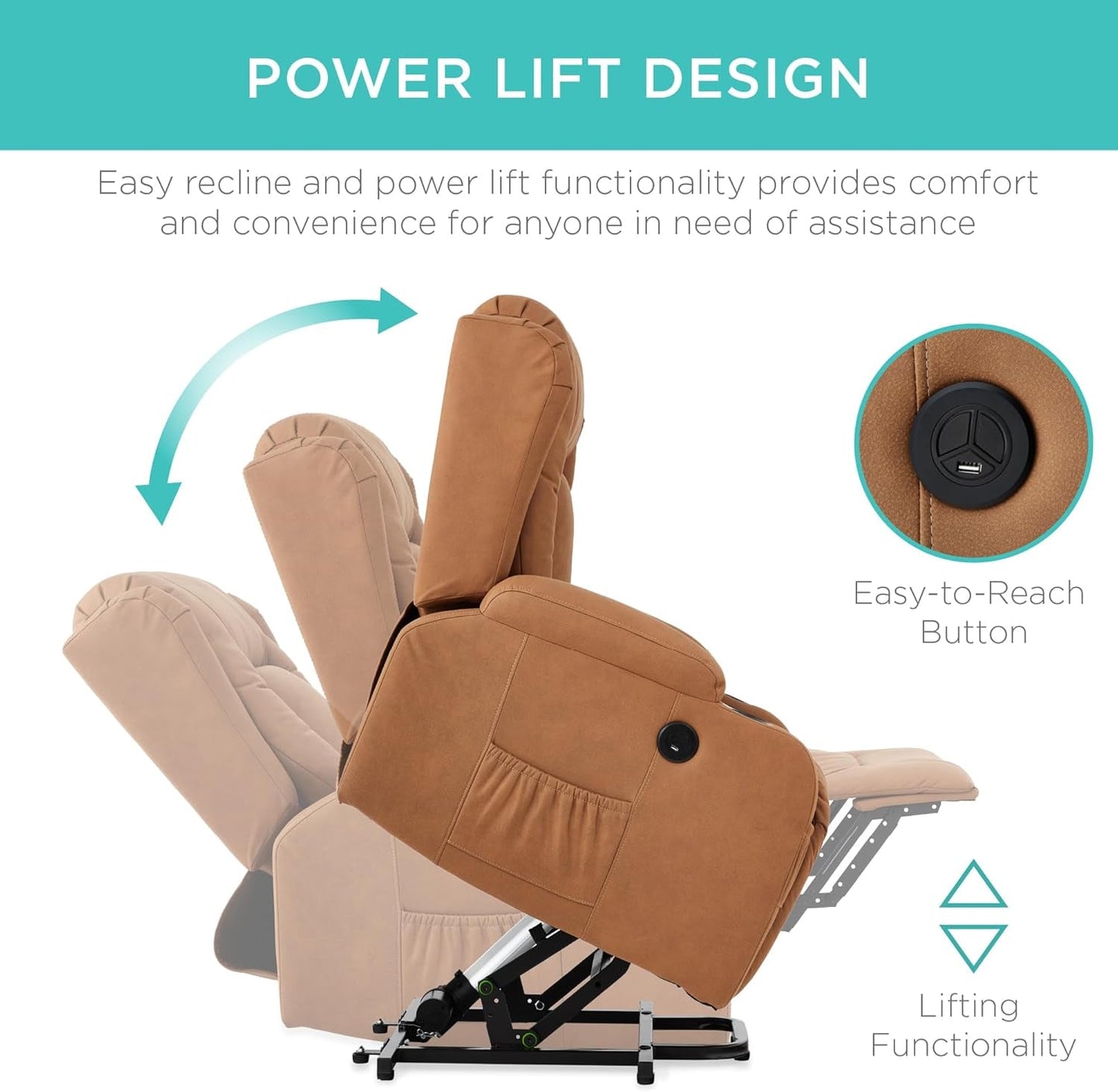 PU Leather Electric Power Lift Chair, Recliner Massage Chair,