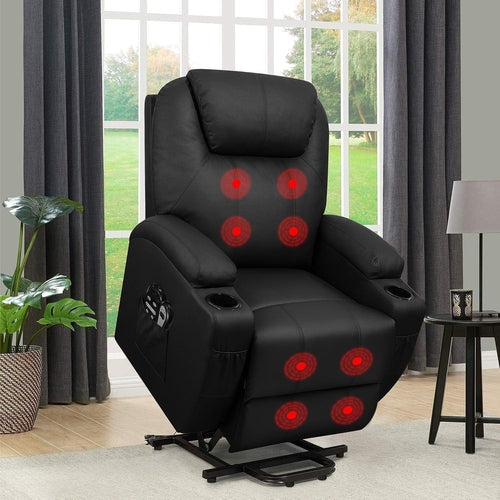 Power Lift Recliner Chair PU Leather with Massage for Elderly