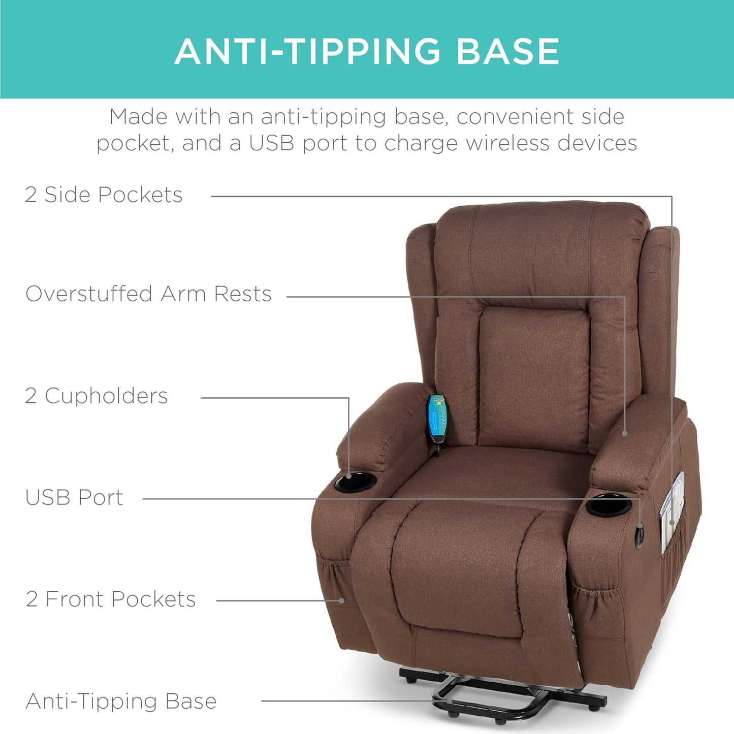 Modern Linen Electric Power Lift Chair, Recliner Massage Chair,