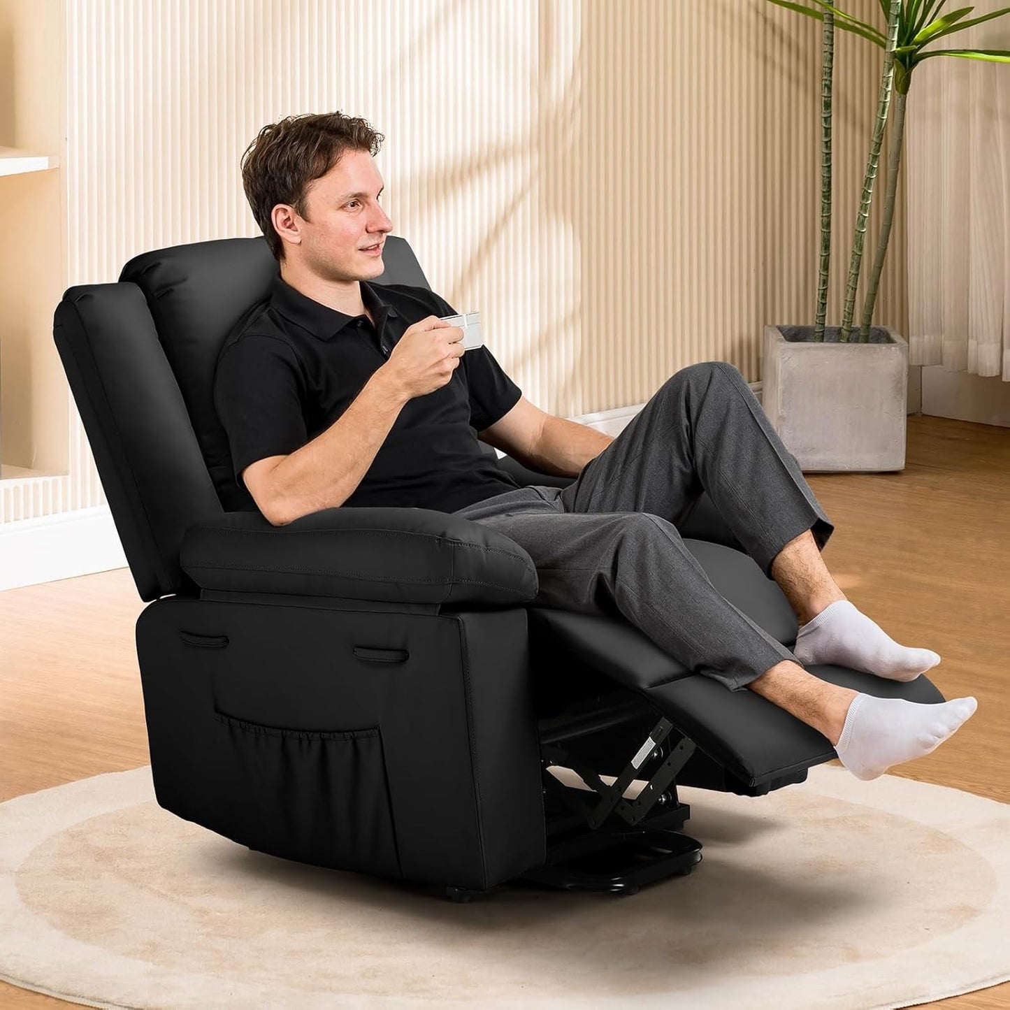 Power Lift Recliner for Elderly, Lift Chair with Heat and Massage,Pu
