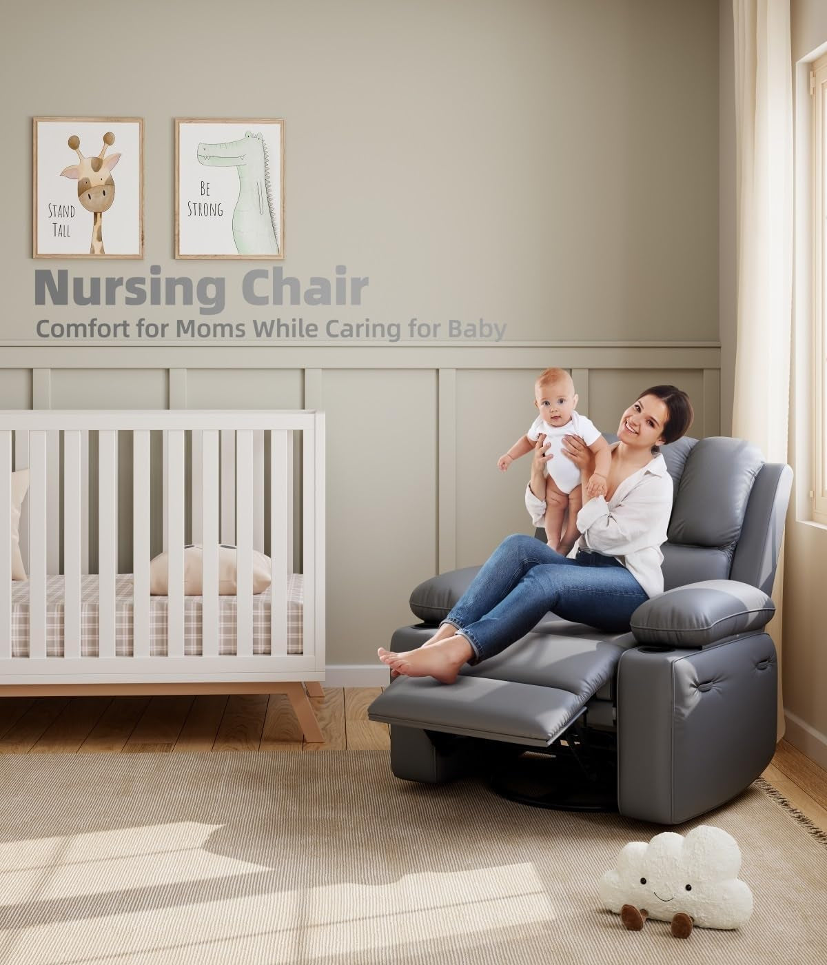 Oversized Recliner Chairs with Heat and Massage - 360° Swivel Lazy