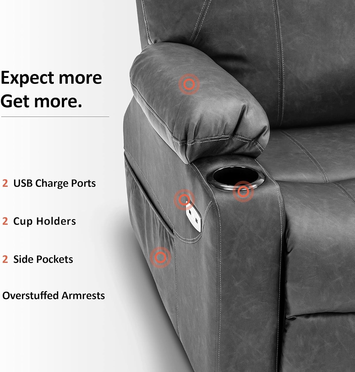 Electric Power Lift Recliner Chair Sofa with Massage and Heat for