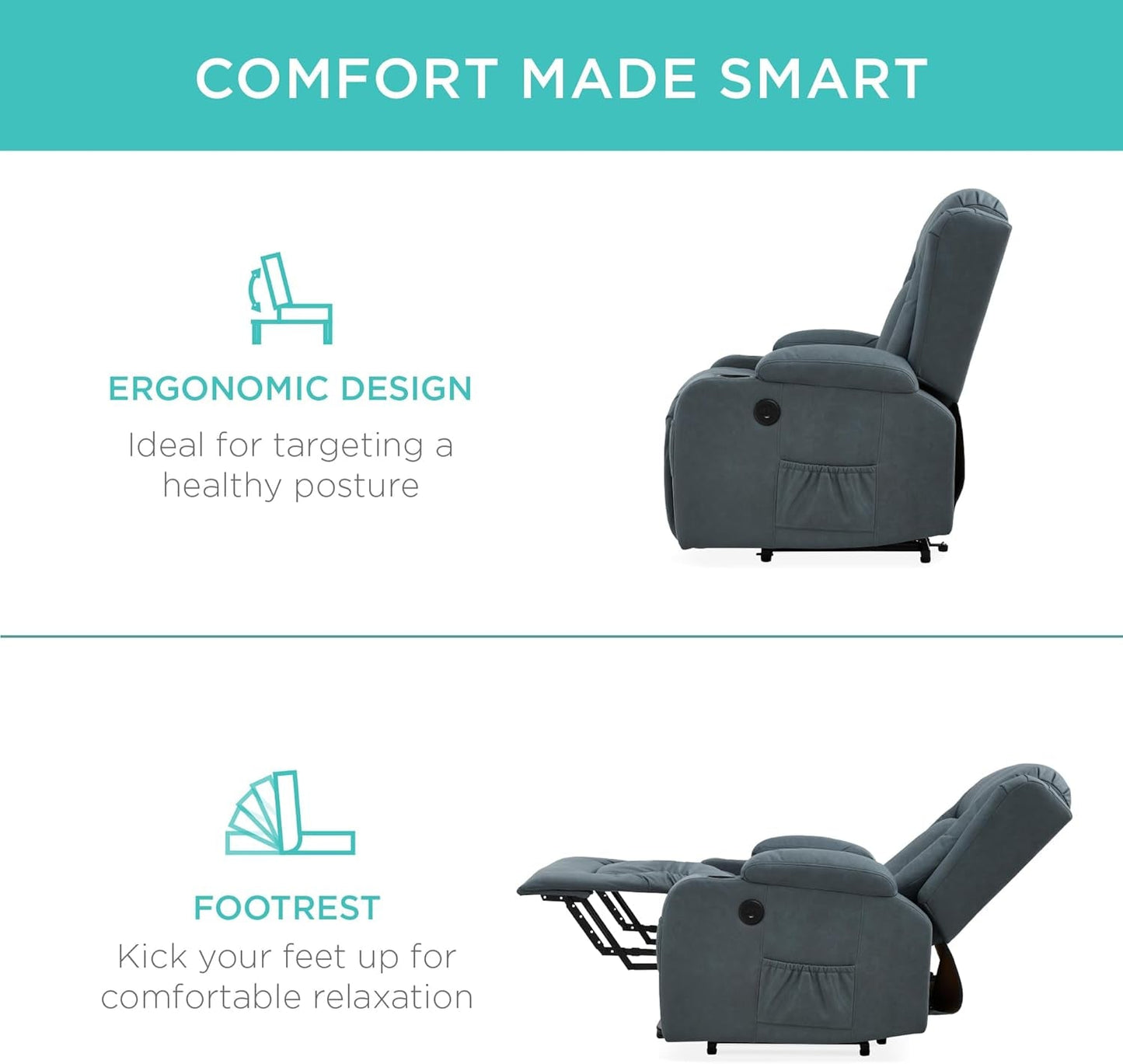 PU Leather Electric Power Lift Chair, Recliner Massage Chair,