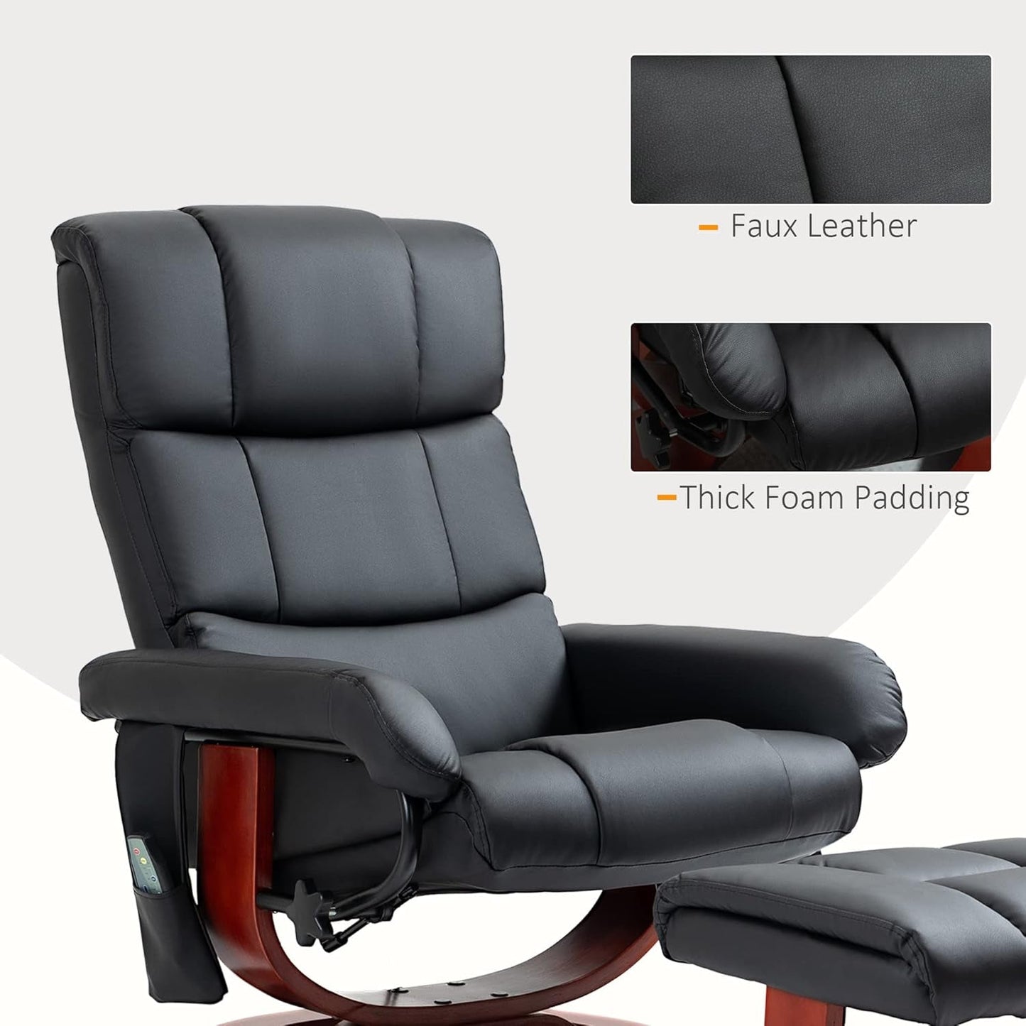 Massage Recliner Chair with Ottoman, Swivel Recliner and Footrest,