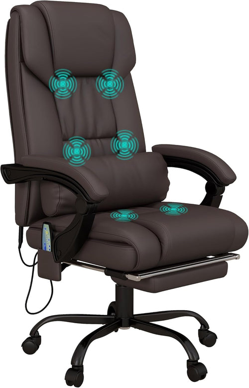 High Back Massage Office Chair with 6 Vibration Points, PU Leather