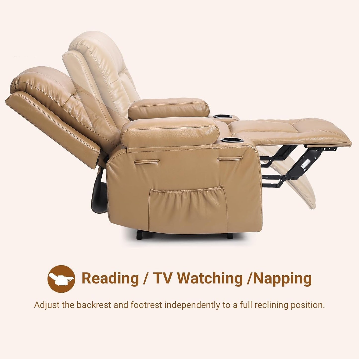 Power Lift Recliner Chair PU Leather with Massage for Elderly