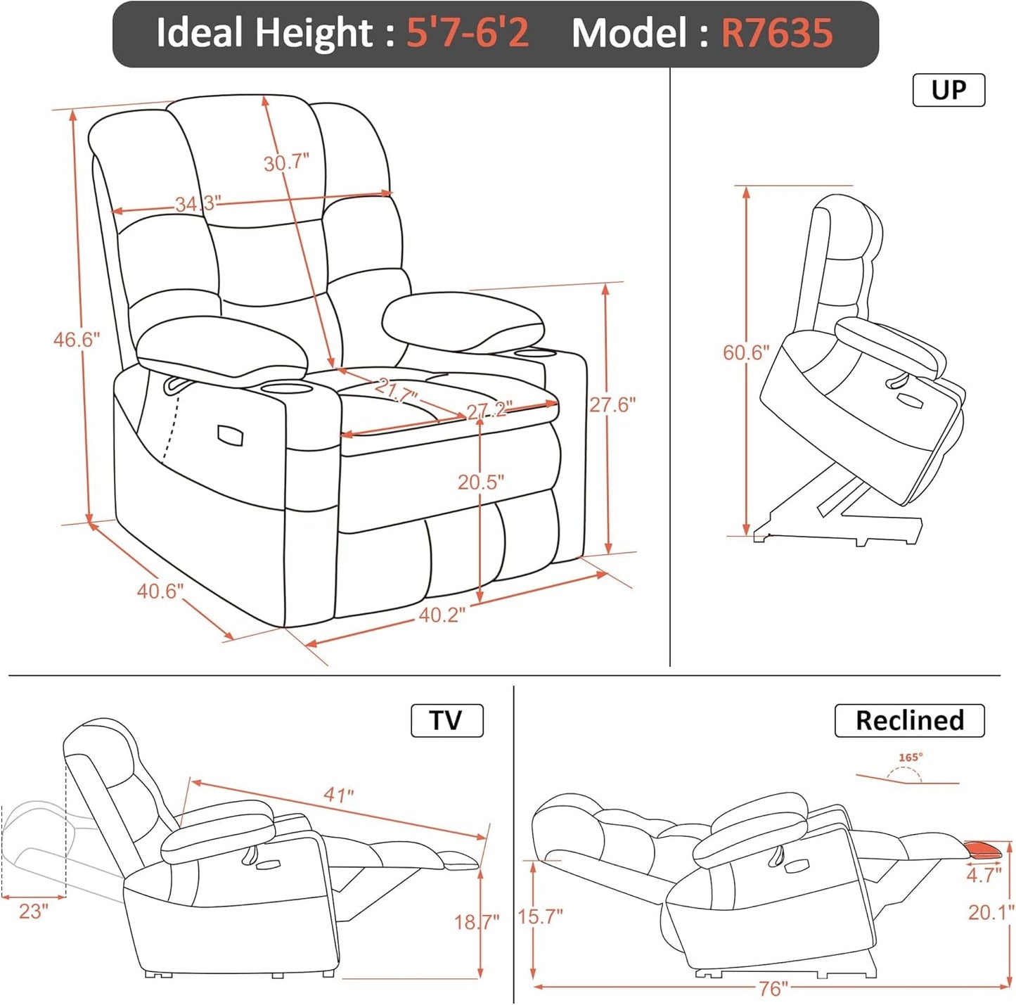 Dual Motor Power Lift Recliner Chair with Massage and Dual Heating,