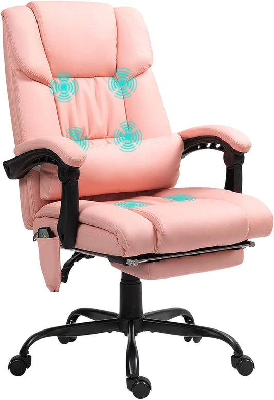 High Back Massage Office Chair with 6 Vibration Points, PU Leather