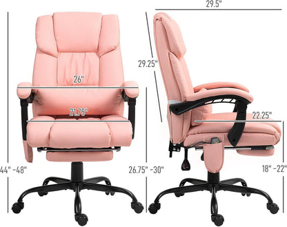 High Back Massage Office Chair with 6 Vibration Points, PU Leather
