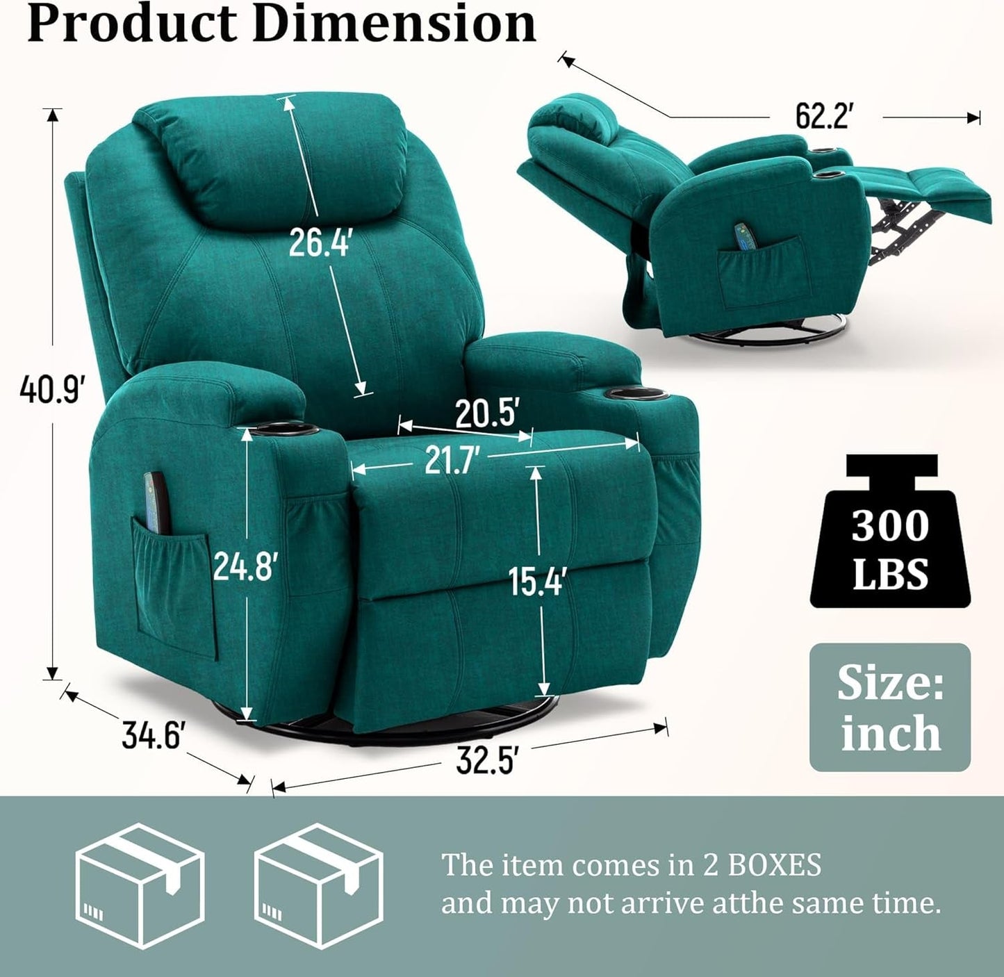 Recliner Chair, Rocking Recliner Chair for Adults with Massage and
