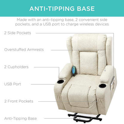 Leather Electric Power Lift Chair, Recliner Massage Chair,