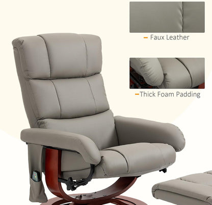 Massage Recliner Chair with Ottoman, Swivel Recliner and Footrest,