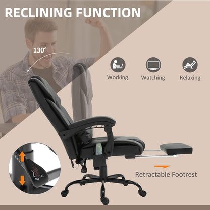 High Back Massage Office Chair with 6 Vibration Points, PU Leather