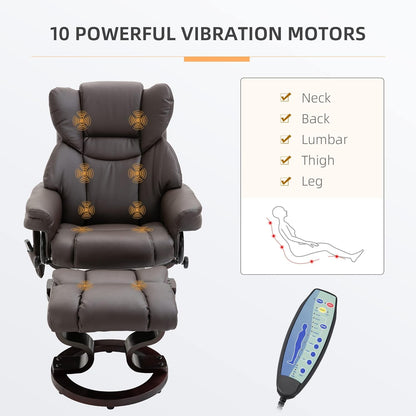 Massage Recliner Chair with Ottoman Footrest, 10 Vibration Points,