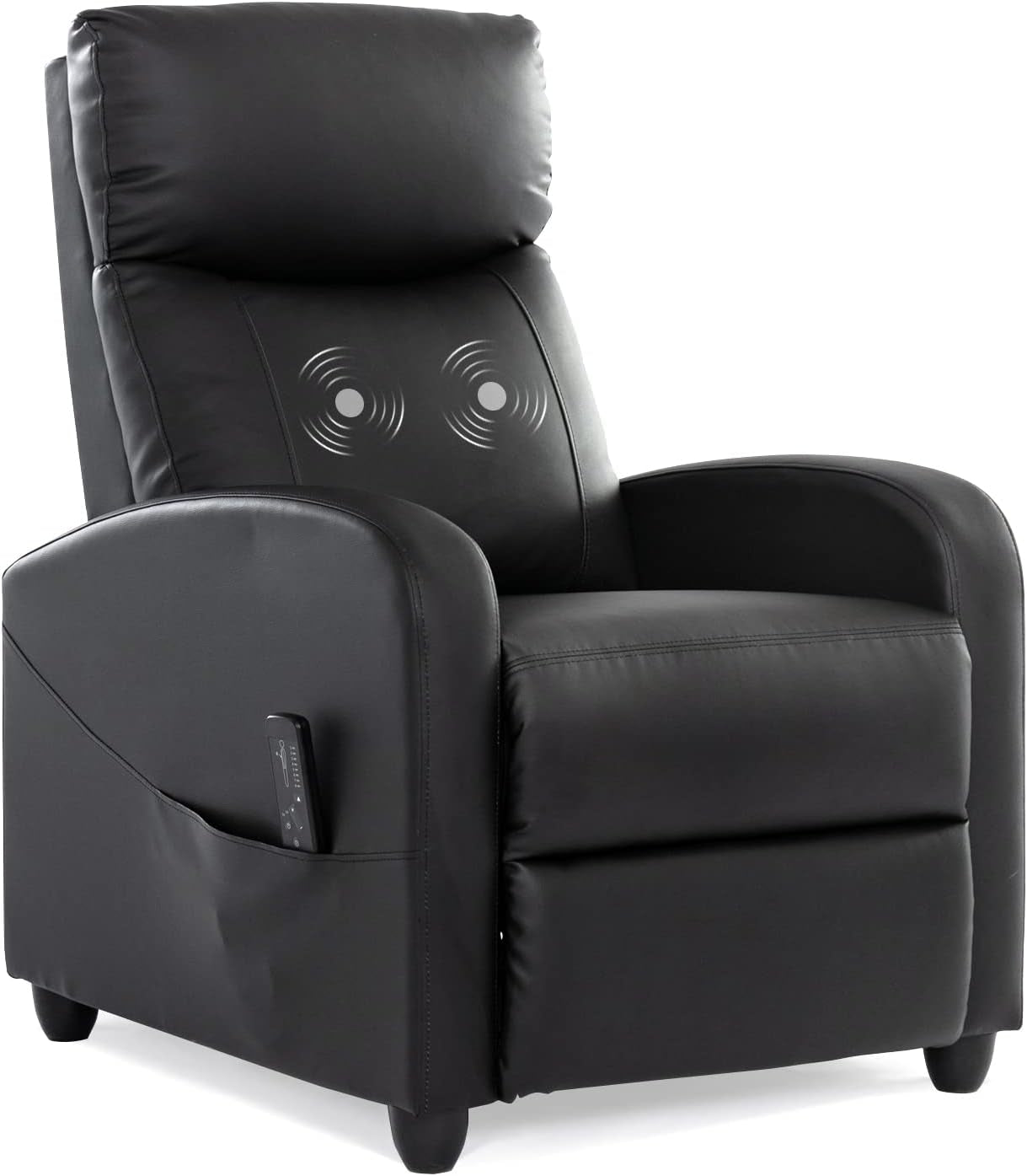 Recliner Chair with Massage and Lumbar Support, Small PU Leather Home
