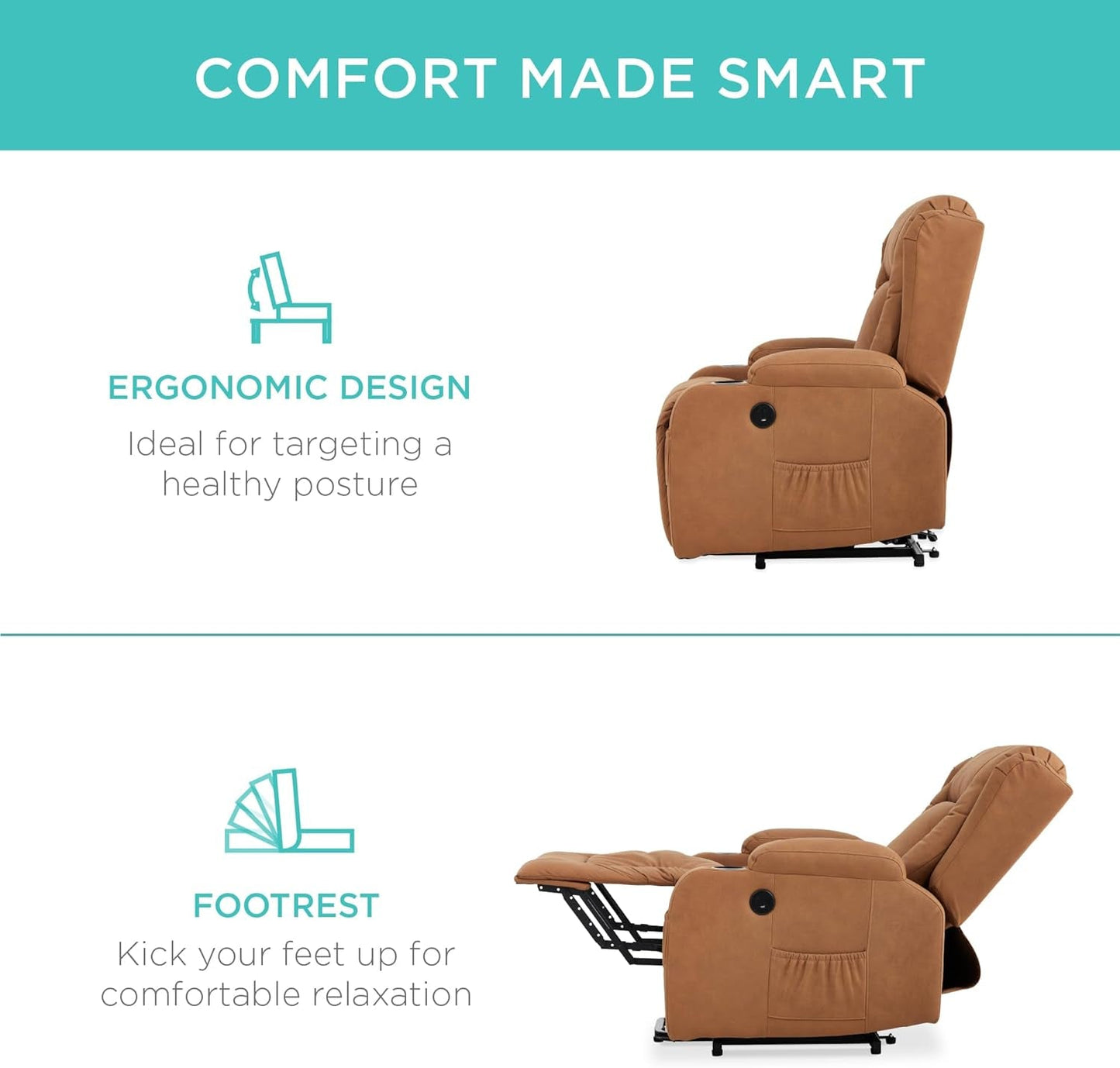 PU Leather Electric Power Lift Chair, Recliner Massage Chair,