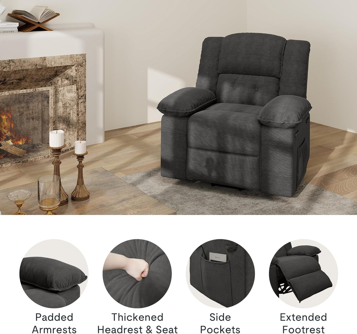 XRC2 Swivel Rocker Recliner Chair for Adults - Massage Reclining Chair