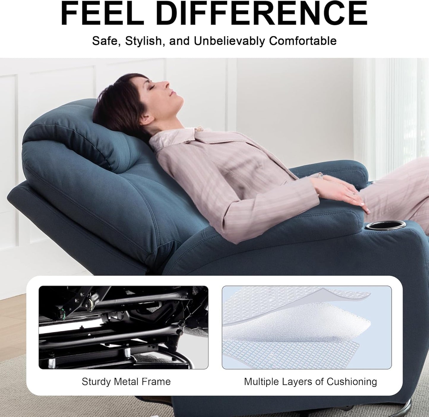 Recliner Chair, Rocking Chair with Massage and Heat, 360° Swivel
