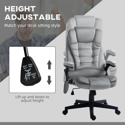 Heated Massage Office Chair, Reclining Velvet, Gray
