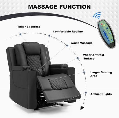 Power Recliner Chair PU Leather Electric Massage Recliner Sofa for