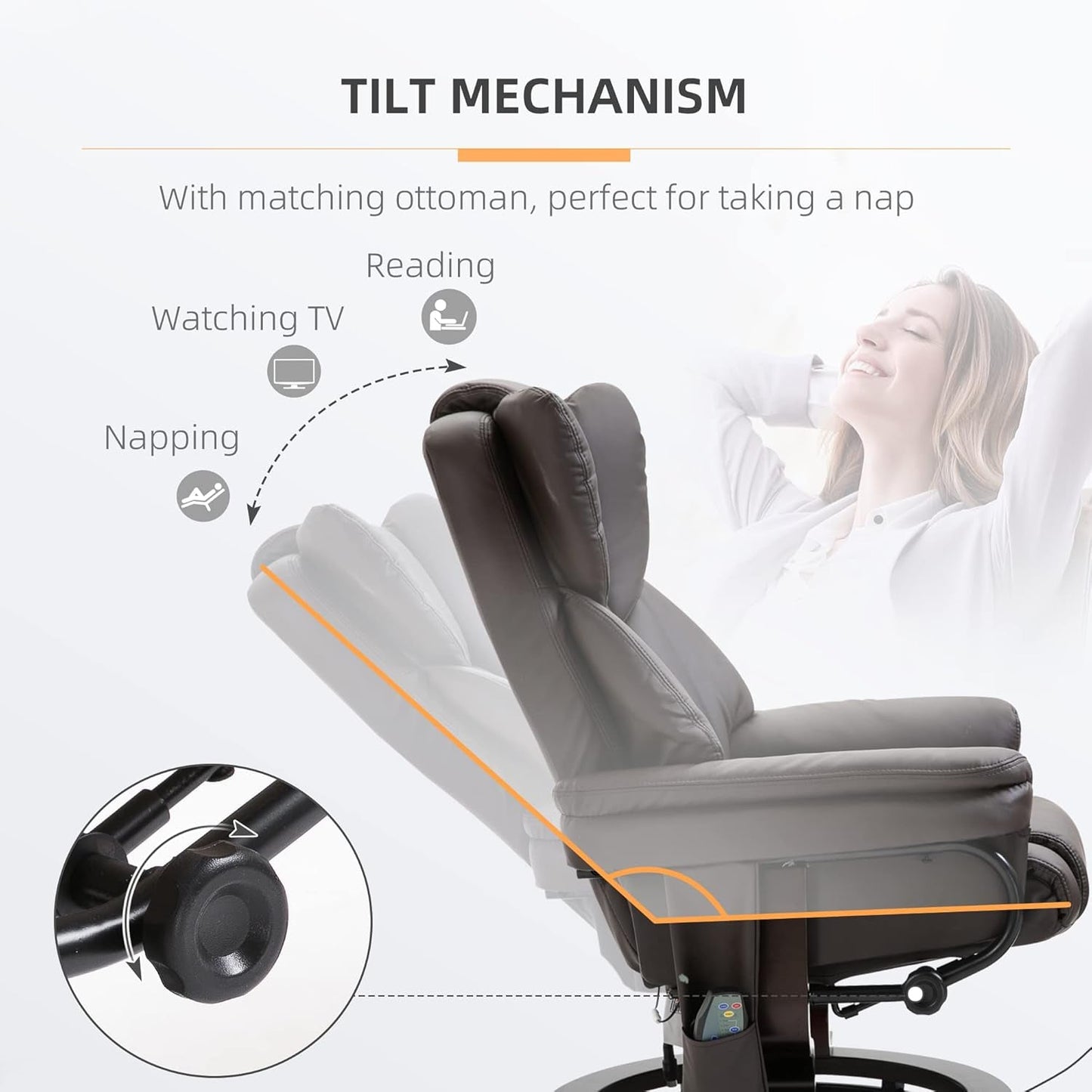Massage Recliner Chair with Ottoman Footrest, 10 Vibration Points,