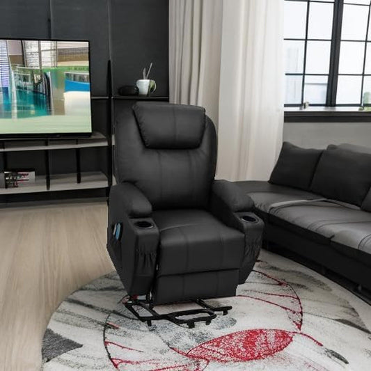 Power Lift Recliner Chair PU Leather with Massage for Elderly