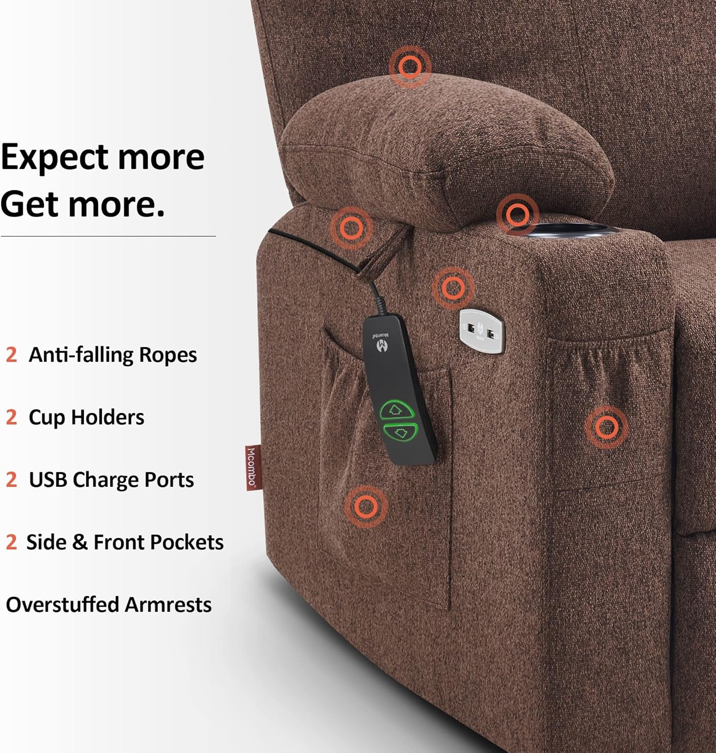 Small Power Lift Recliner Chair Sofa with Massage and Heat for Petite