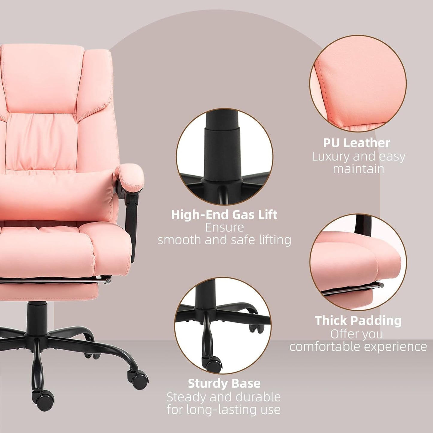 High Back Massage Office Chair with 6 Vibration Points, PU Leather
