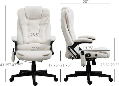 6 Point Vibrating Massage Office Chair with Heat, Velvet High Back