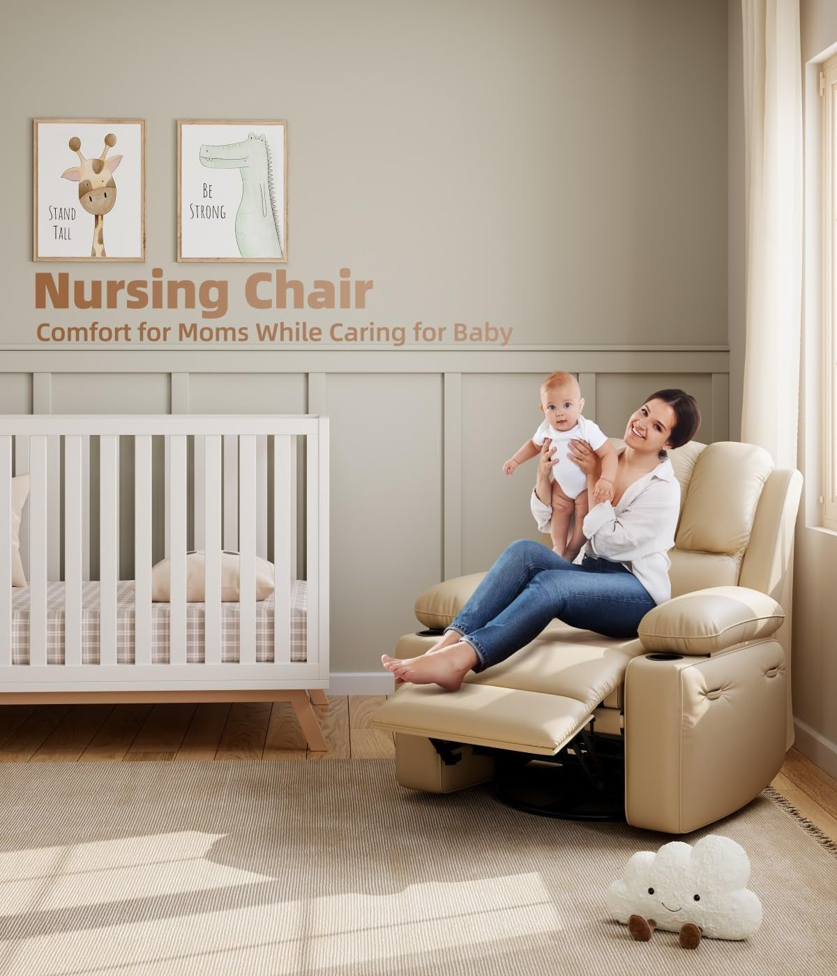 Oversized 27" Recliner Chairs with Heat and Massage - 360° Swivel Lazy