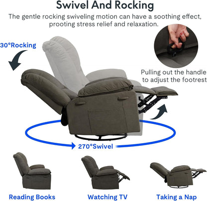 XRC2 Swivel Rocker Recliner Chair for Adults - Massage Reclining Chair