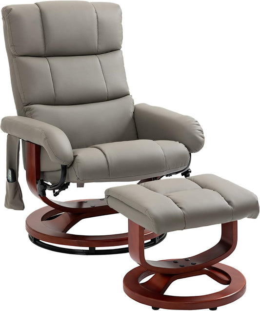 Massage Recliner Chair with Ottoman, Swivel Recliner and Footrest,