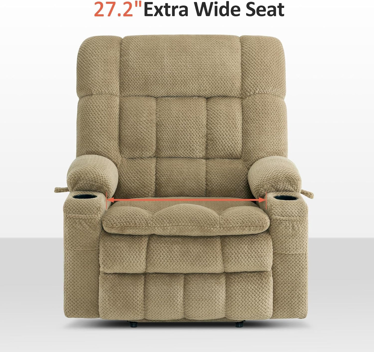 Large Dual Motor Power Lift Recliner Chair Sofa with Massage and Heat