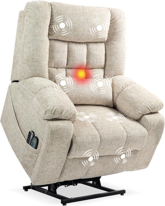 Power Lift Recliner Chair for Elderly with Massage and Heat, 4-Motor