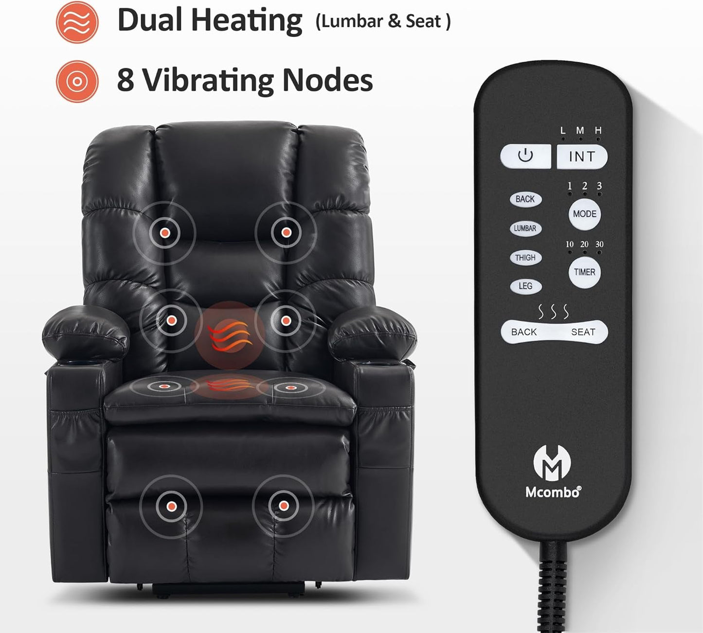 Dual Motor Power Lift Recliner Chair with Massage and Dual Heating,