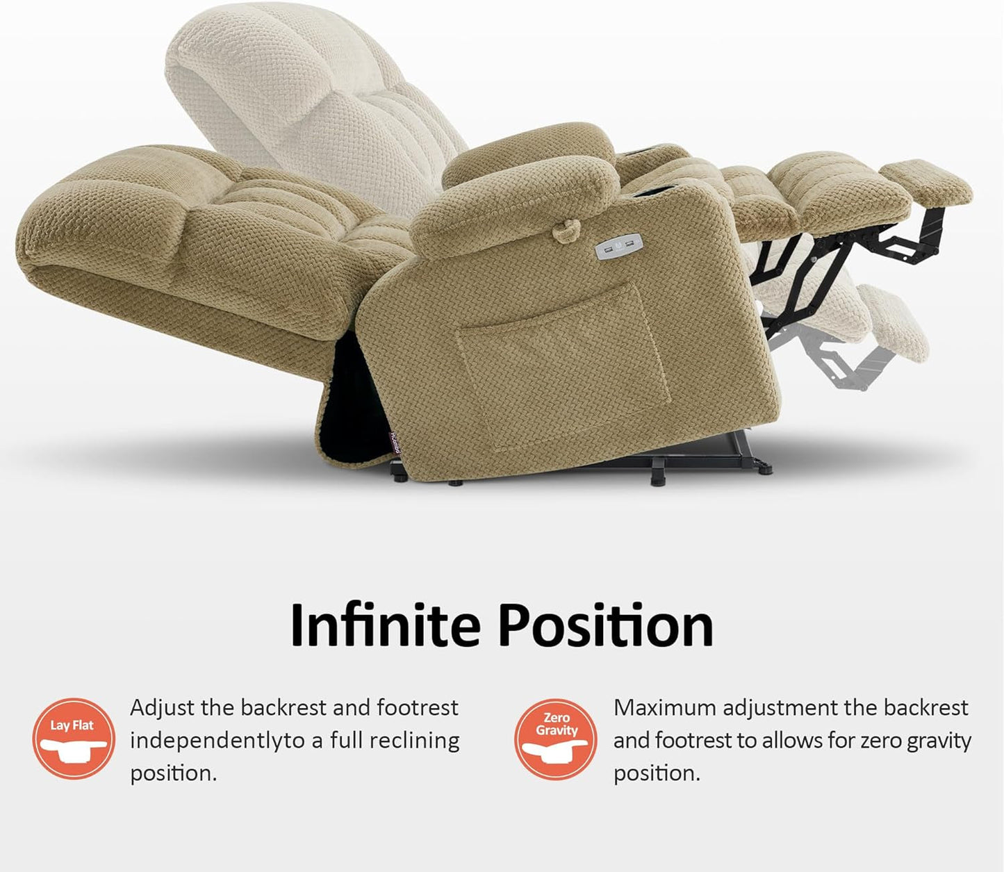Large Dual Motor Power Lift Recliner Chair Sofa with Massage and Heat