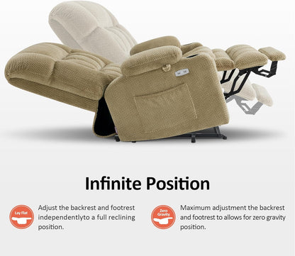 Large Dual Motor Power Lift Recliner Chair Sofa with Massage and Heat