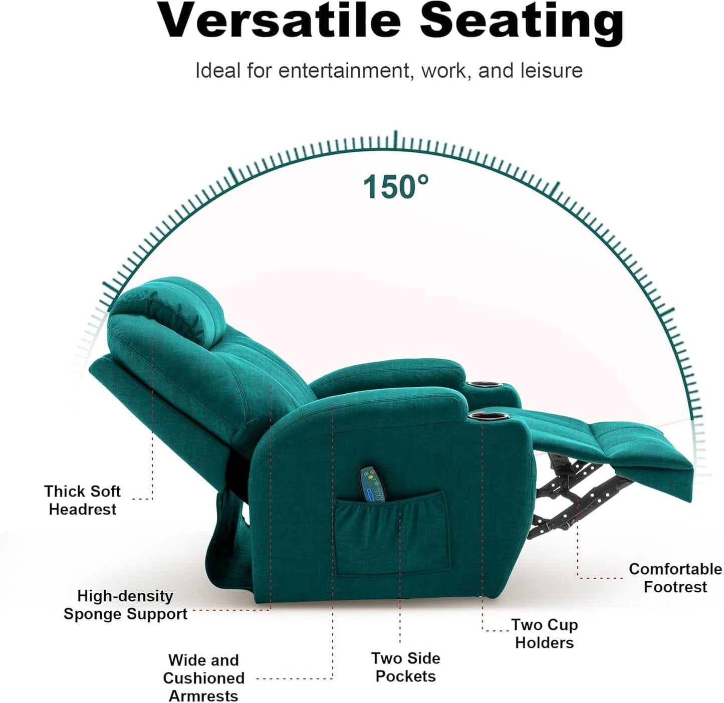 Recliner Chair, Rocking Recliner Chair for Adults with Massage and