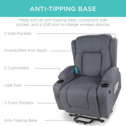 Modern Linen Electric Power Lift Chair, Recliner Massage Chair,